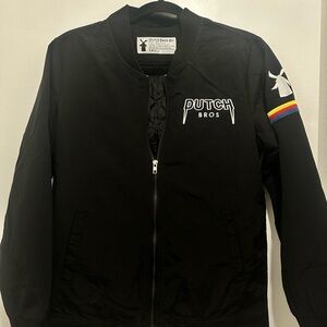 Dutch Bros “Broista” Metal / Rocker Black Bomber Jacket